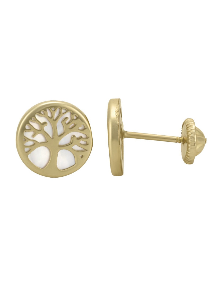 Broqueles de árbol de oro amarillo 14 k con acabado pulido 2