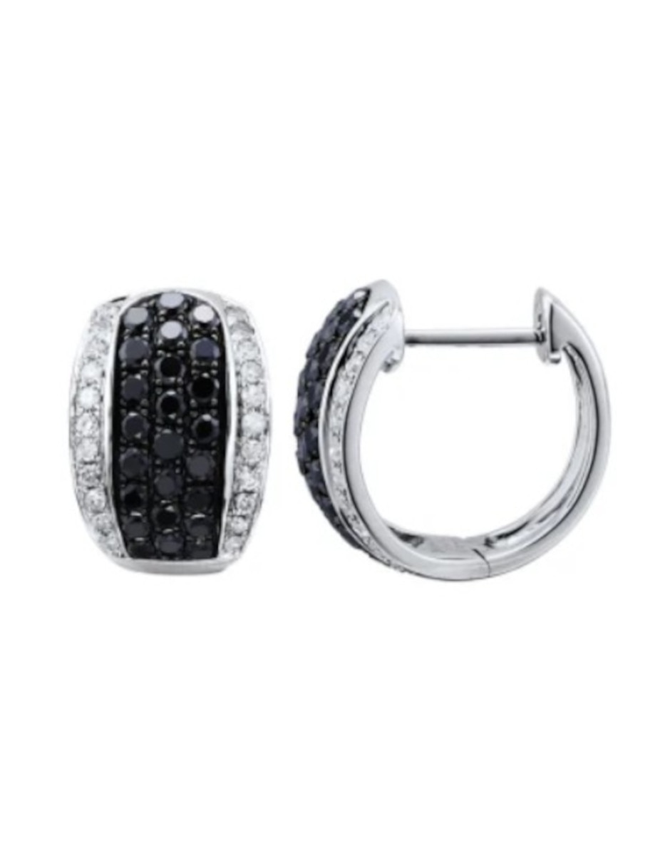Aretes huggies de oro blanco 14 k con acabado pulido diamante 2