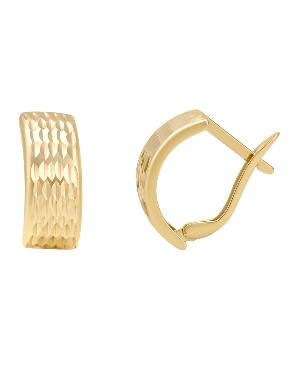 Aretes huggies de oro amarillo 14 k con acabado pulido 2