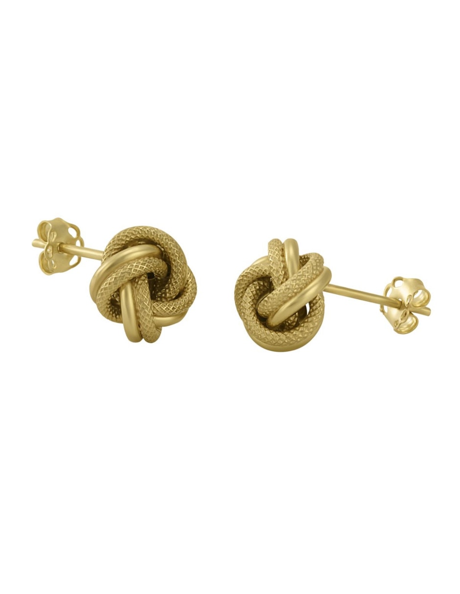 Broqueles de nudo de oro amarillo 14 k con acabado pulido