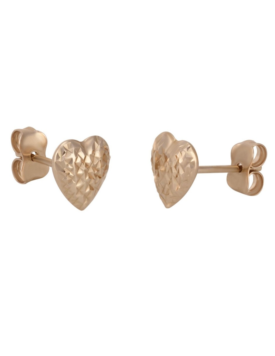 Broqueles de corazón de oro rosa 14 K con acabado pulido