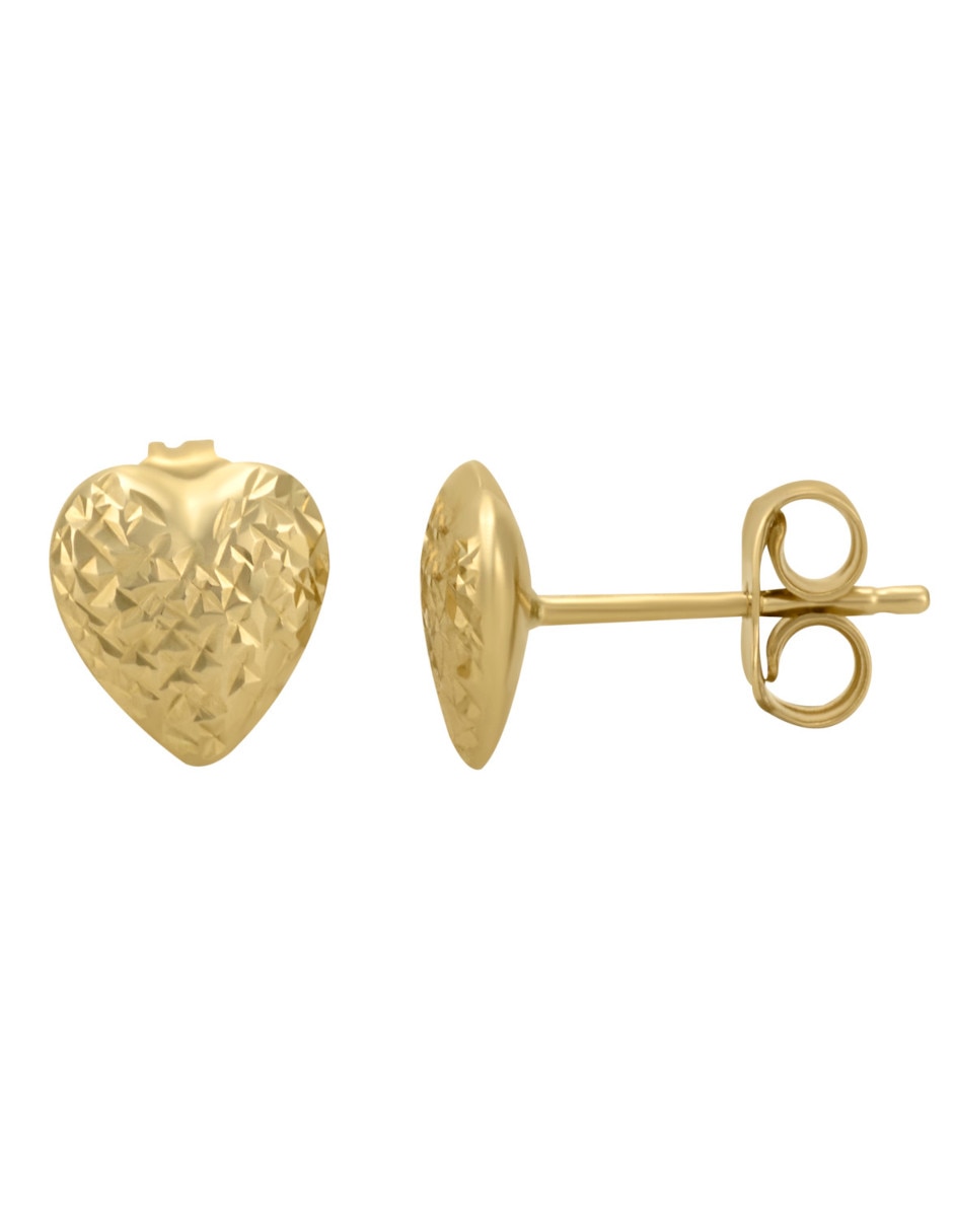 Broqueles de corazón de oro amarillo 14 K con acabado pulido 2