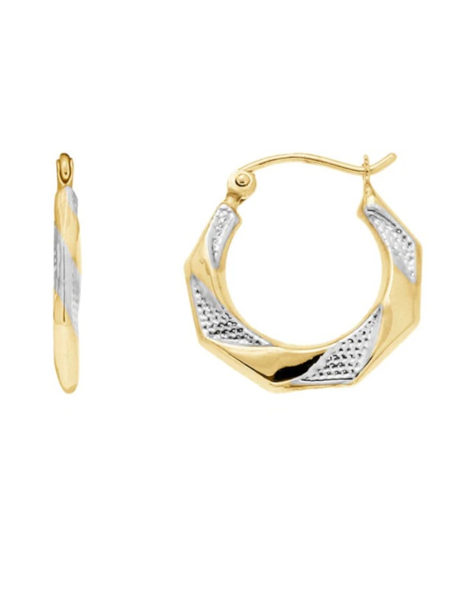 Arracadas hexagonales de oro 14 K con acabado pulido 2