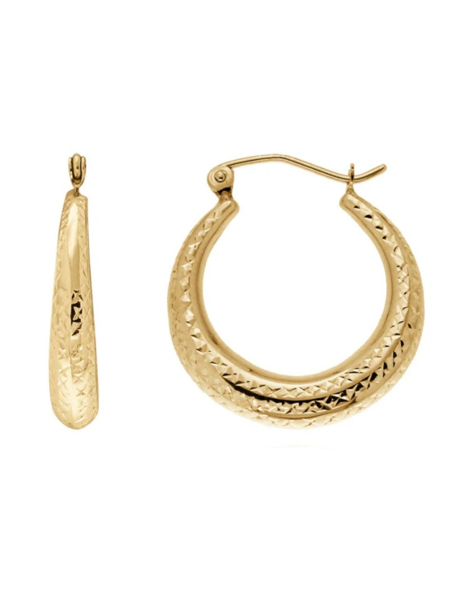 Arracadas redondas de oro amarillo 14 K con acabado pulido 2