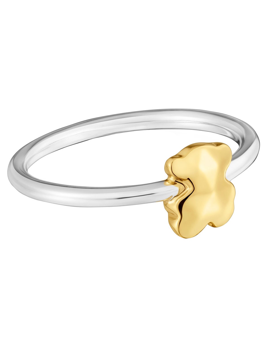 Anillo Icon Metal Oso de plata P 925 con acabado baño de oro