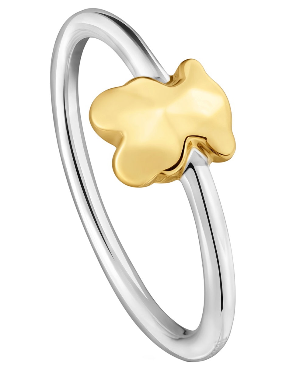 Anillo Icon Metal Oso de plata P 925 con acabado baño de oro 3