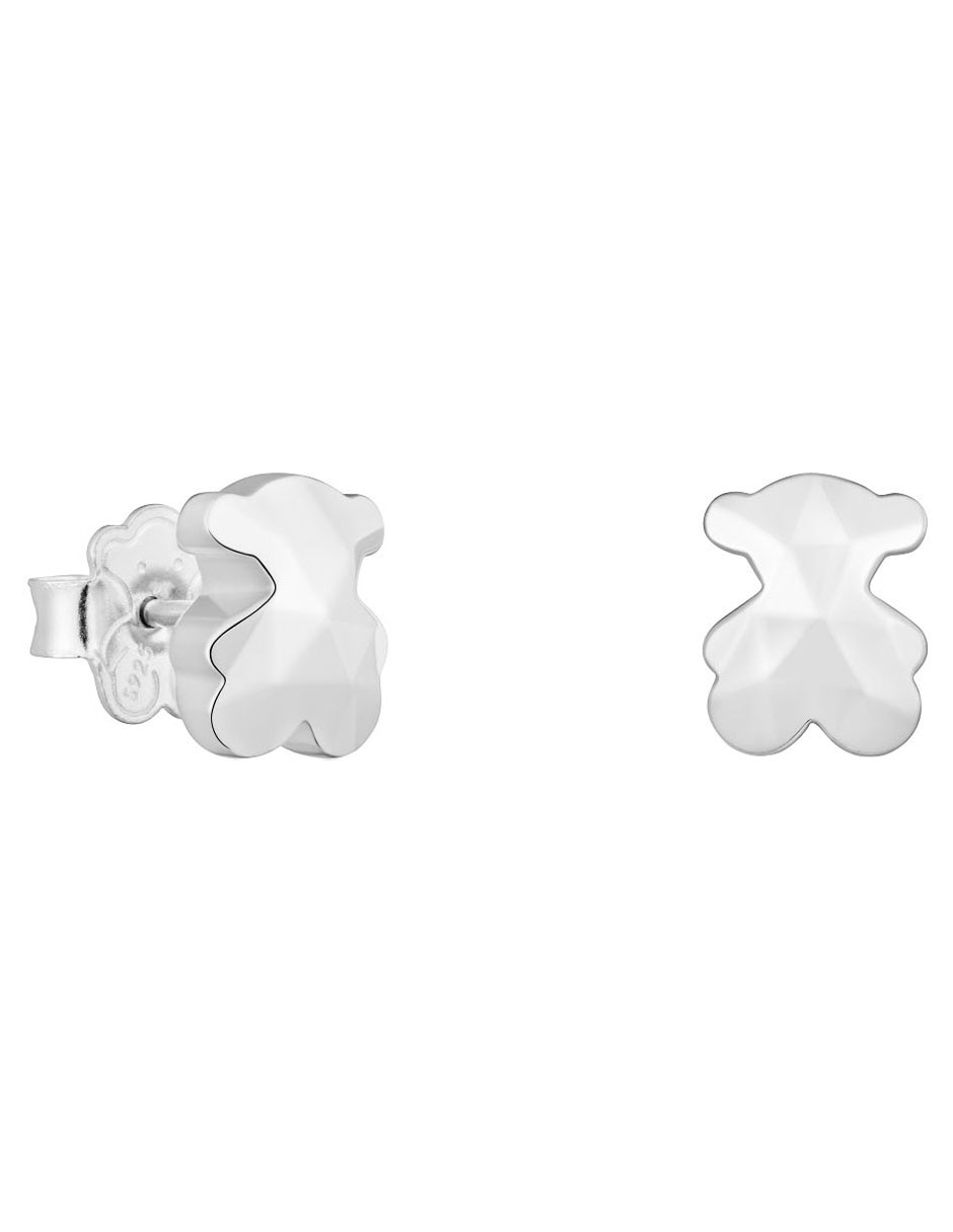 Broqueles de oso Icon Metal de plata P 925 con acabado brillante