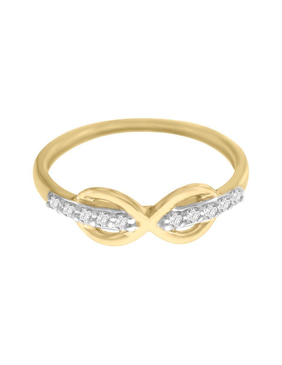 Anillo de infinito 14 k de oro diamante brillante