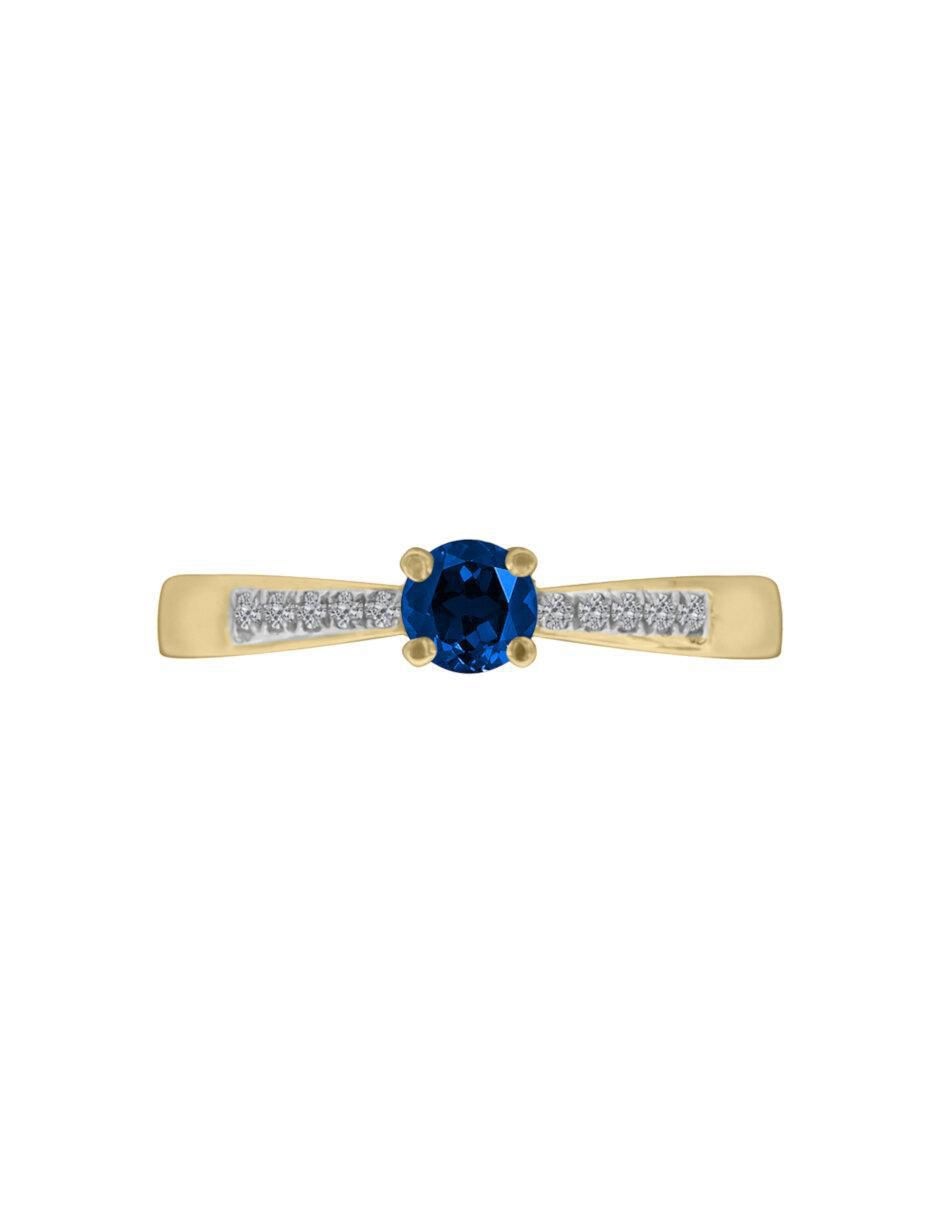 Anillo Miloro 14 k de oro zafiro y diamante brillante