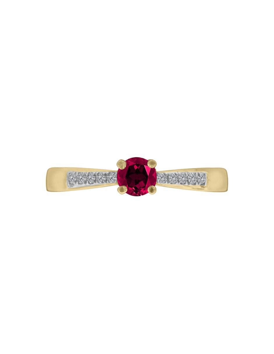 Anillo Miloro 14 k de oro rubí y diamante brillante