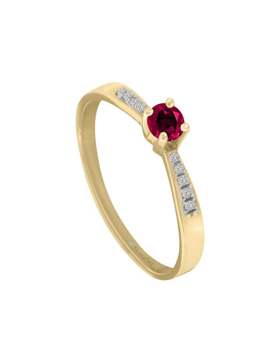 Anillo Miloro 14 k de oro rubí y diamante brillante 3