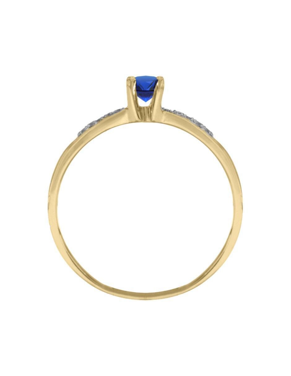 Anillo Miloro 14 k de oro zafiro y diamante brillante 2