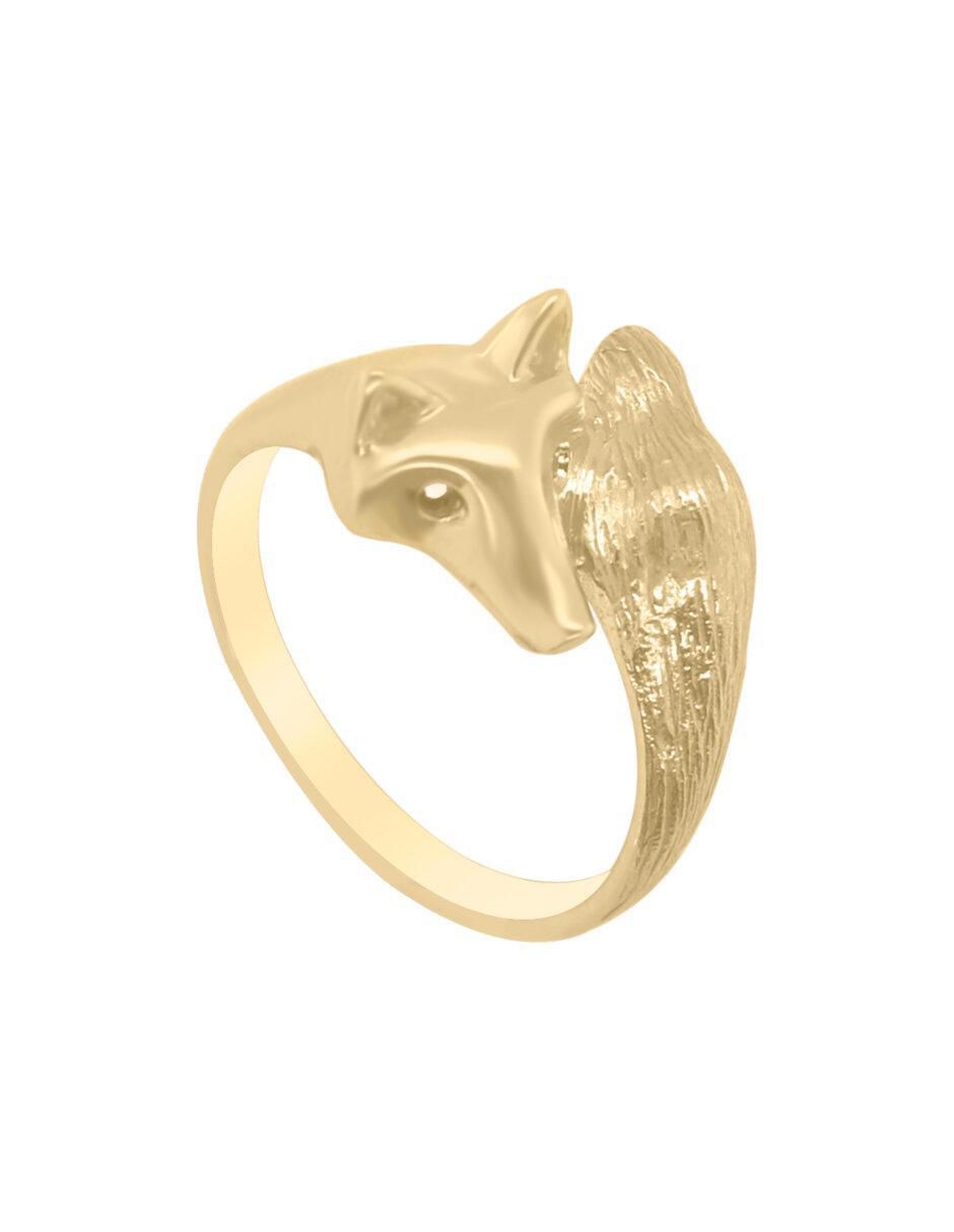 Anillo de zorro Zorrito 14 k de oro brillante 2
