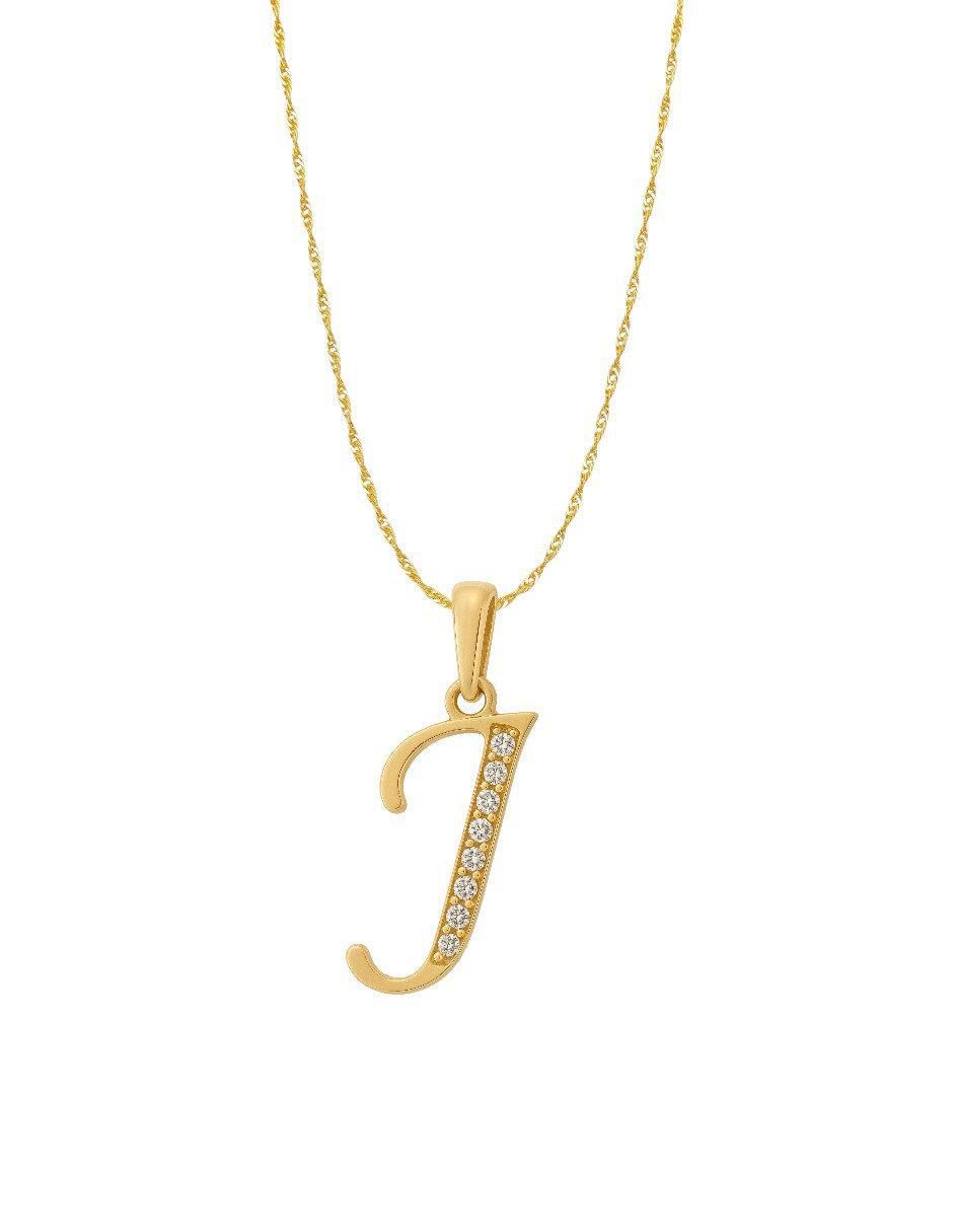 Collar con dije de letras de oro amarillo 14 K