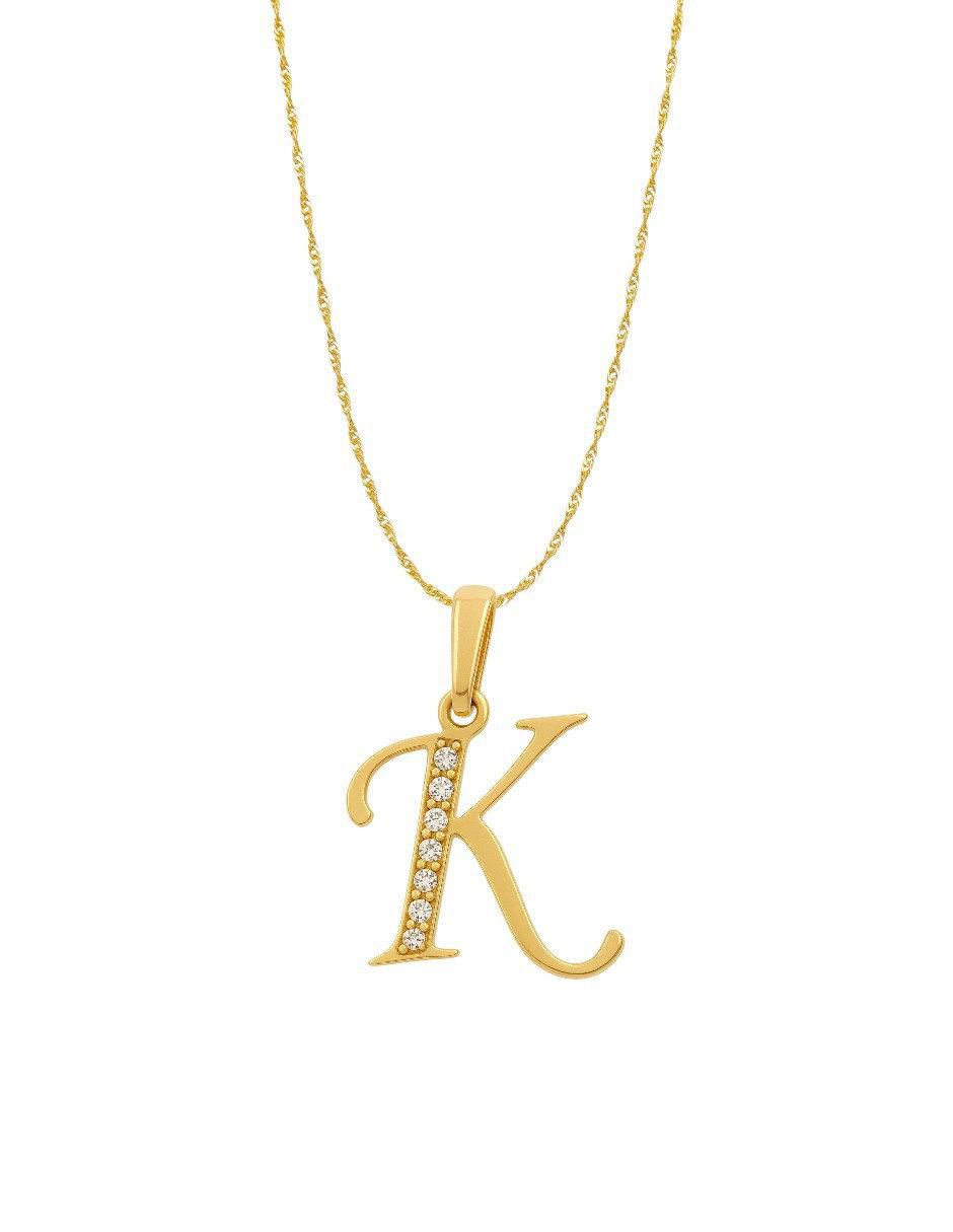 Collar con dije de letras de oro amarillo 14 K Collar con dije de letras de oro amarillo 14 K