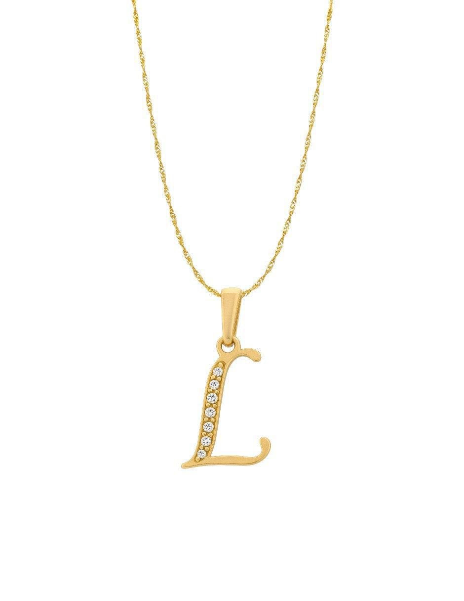 Collar con dije de letras de oro amarillo 14 K