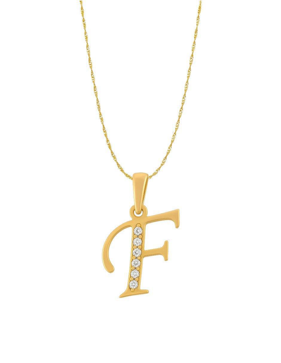 Collar con dije de letras de oro amarillo 14 K