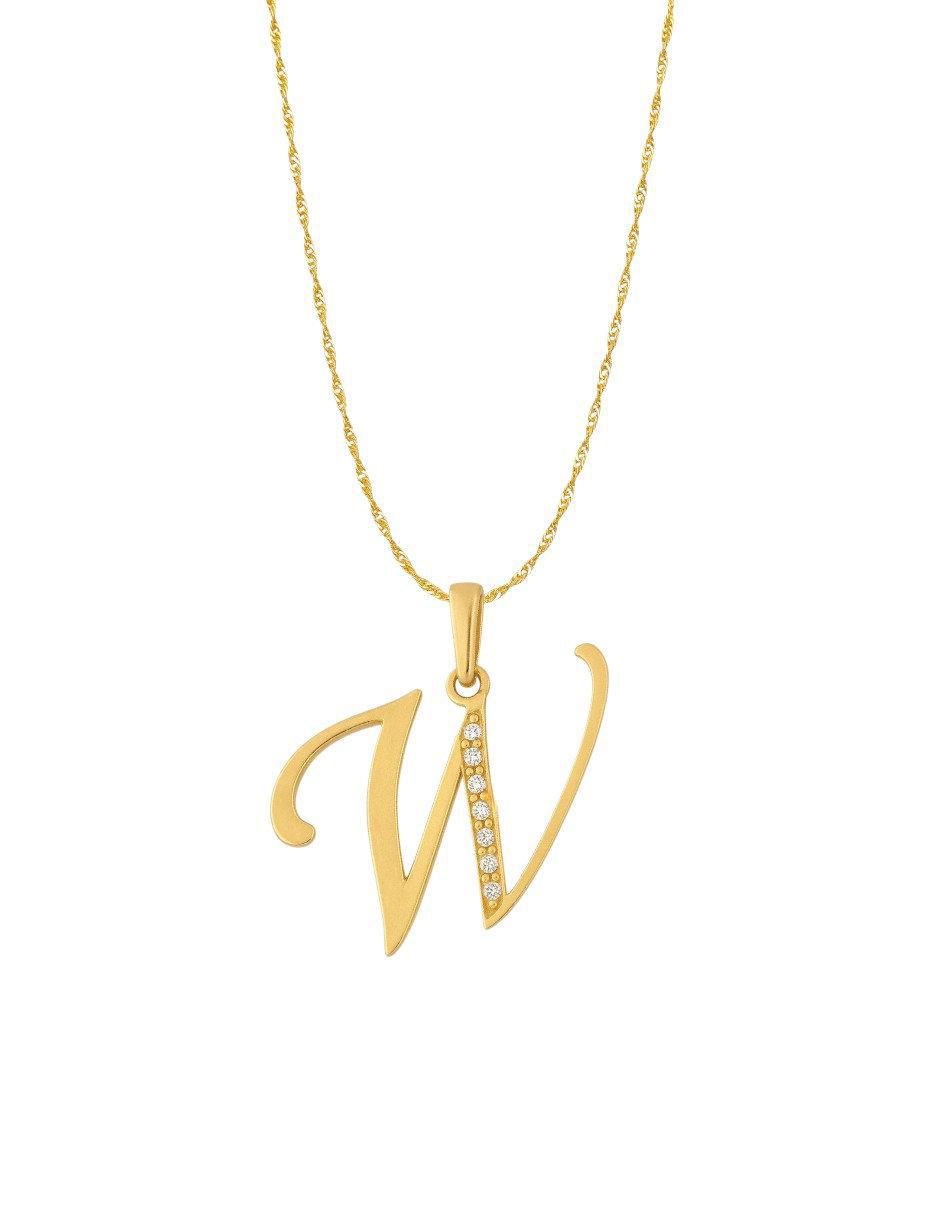 Collar con dije de letras de oro amarillo 14 K