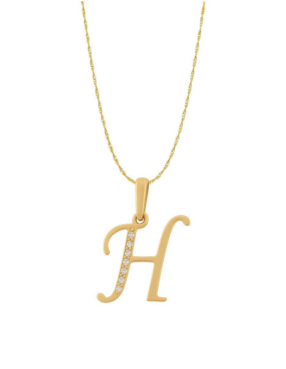 Collar con dije de letras de oro amarillo 14 K