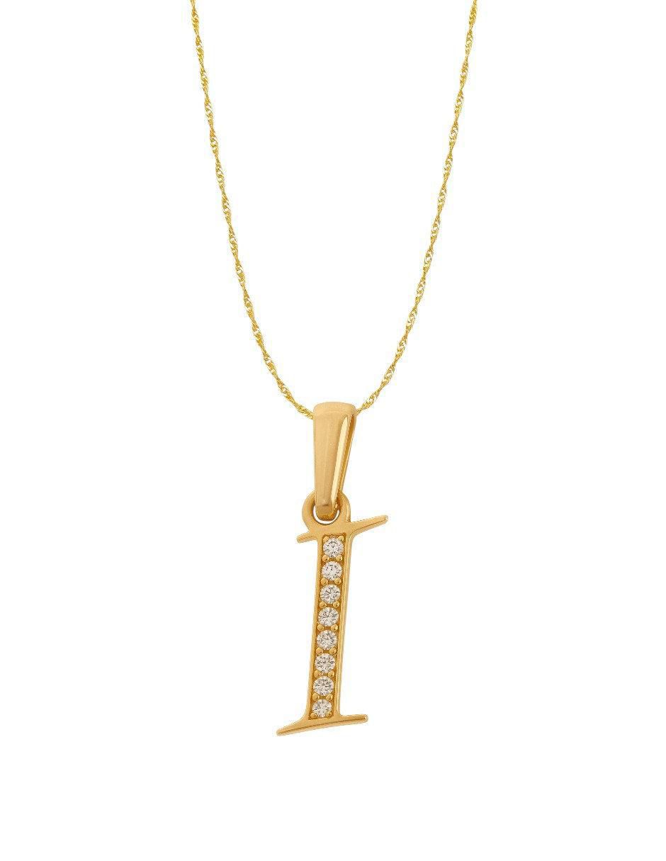 Collar con dije de letras de oro amarillo 14 K
