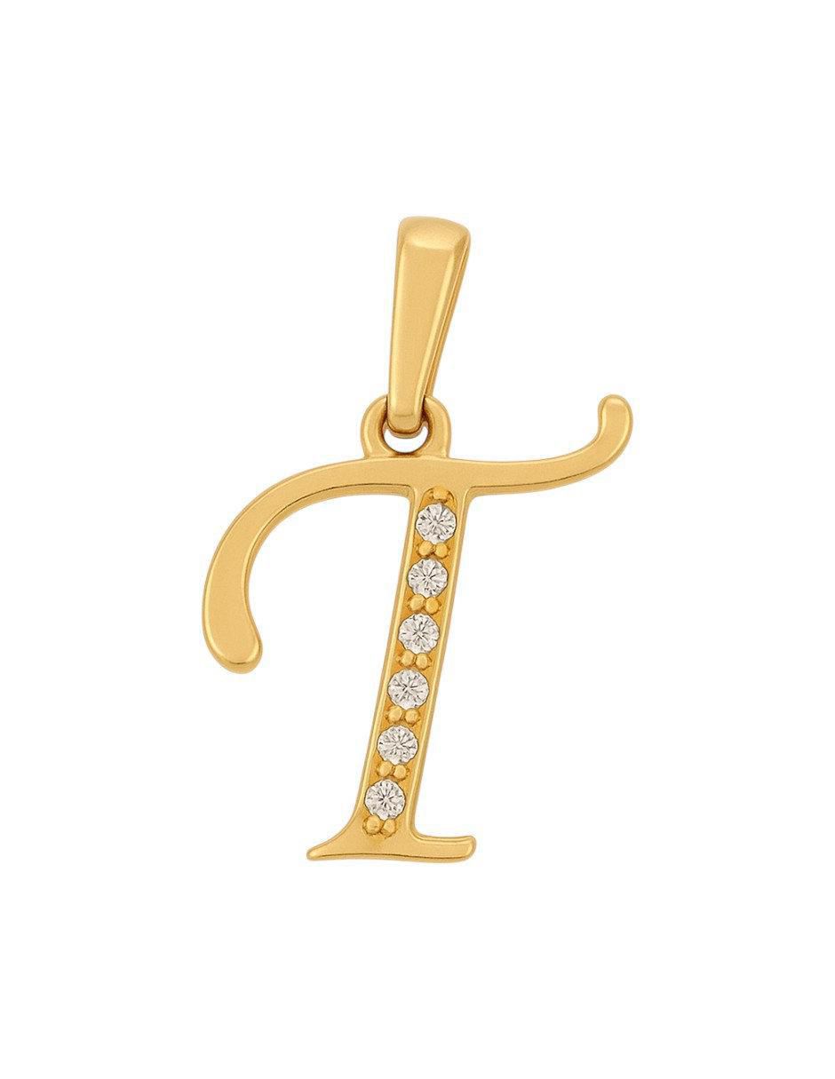 Collar con dije de letras de oro amarillo 14 K