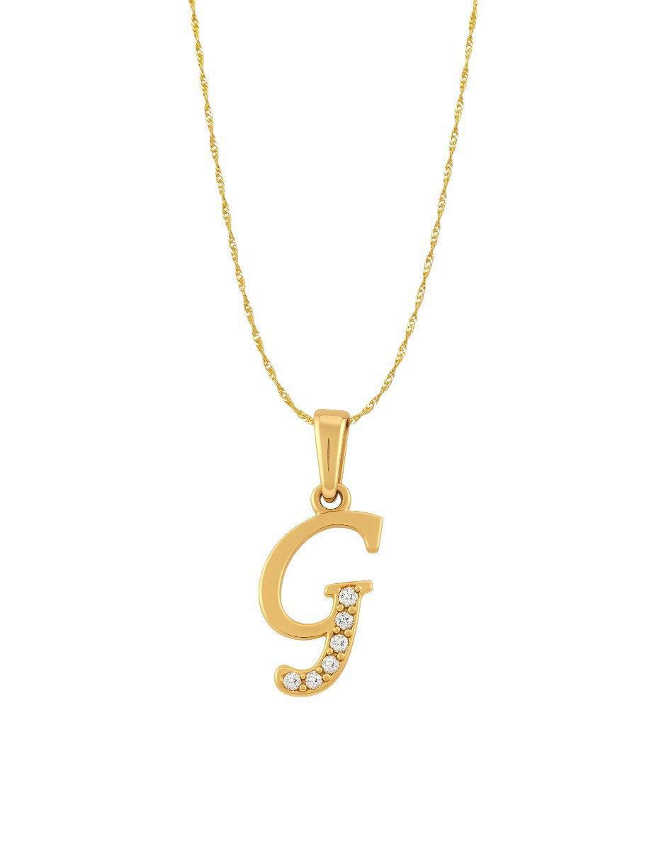 Collar con dije de letras de oro amarillo 14 K Collar con dije de letras de oro amarillo 14 K