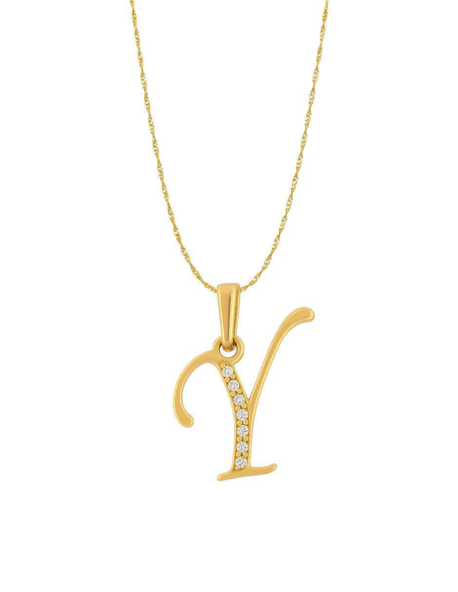 Collar con dije de letras de oro amarillo 14 K