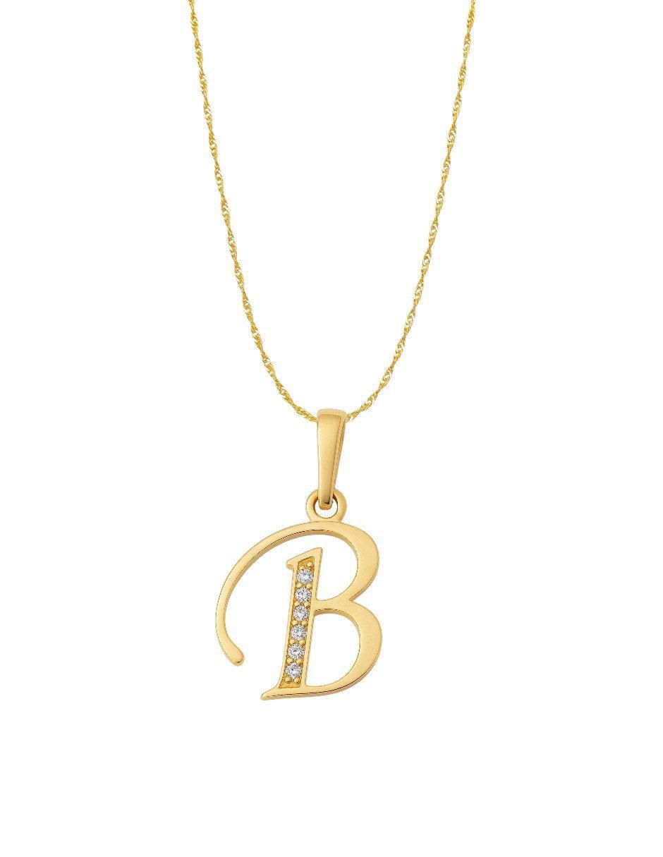 Collar con dije de letras de oro amarillo 14 K Collar con dije de letras de oro amarillo 14 K