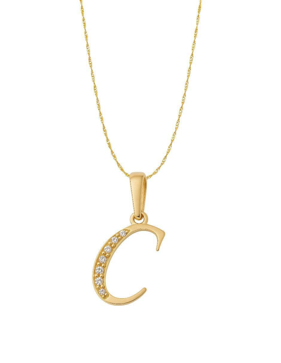 Collar con dije de letras de oro amarillo 14 K