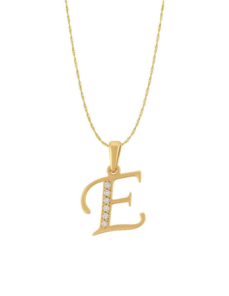 Collar con dije de letras de oro amarillo 14 K Collar con dije de letras de oro amarillo 14 K