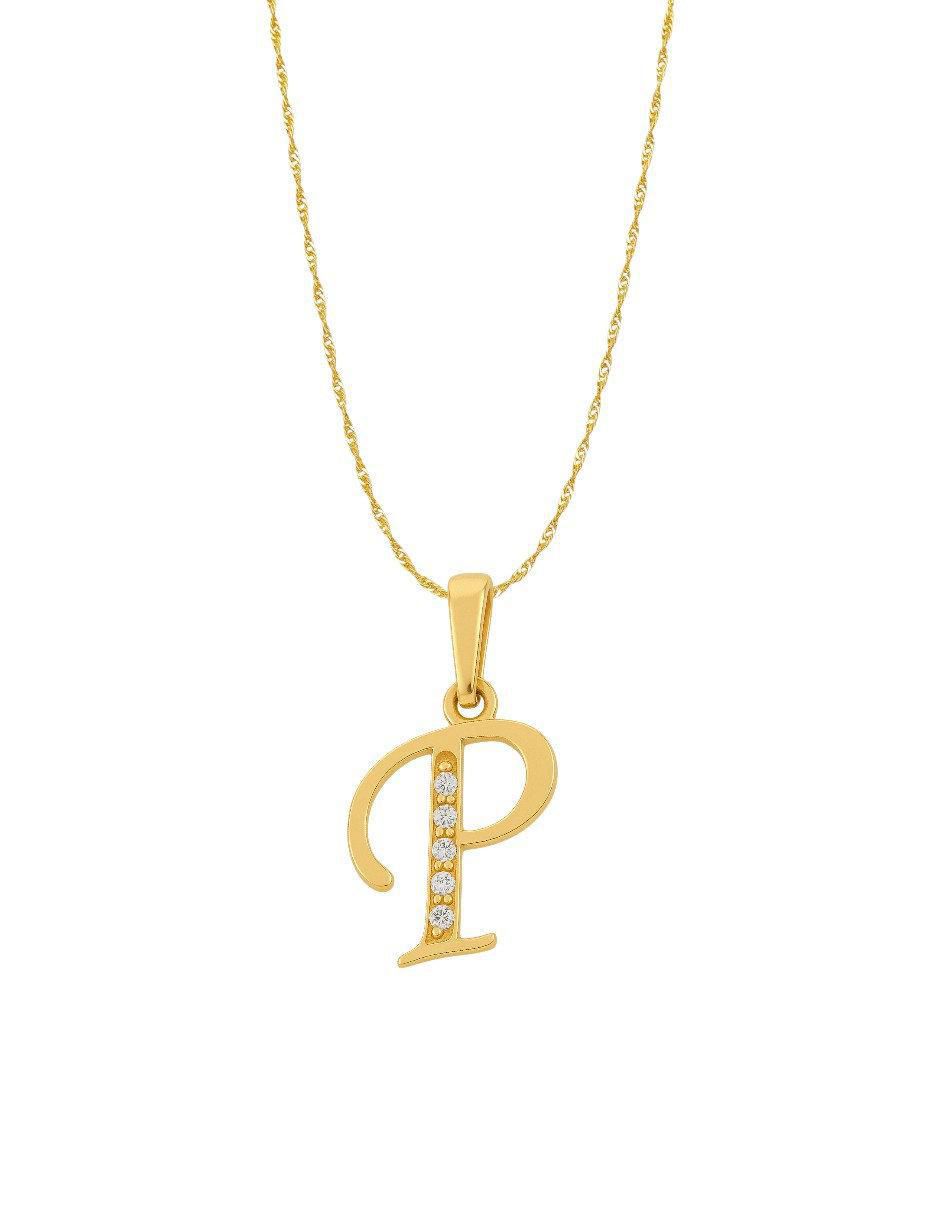 Collar con dije de letras de oro amarillo 14 K