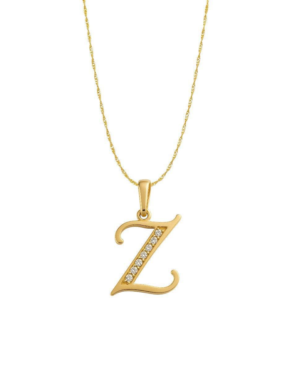 Collar con dije de letras de oro amarillo 14 K Collar con dije de letras de oro amarillo 14 K