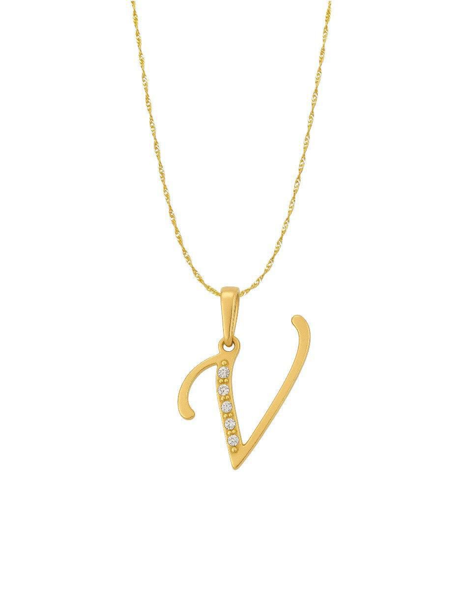 Collar con dije de letras de oro amarillo 14 K
