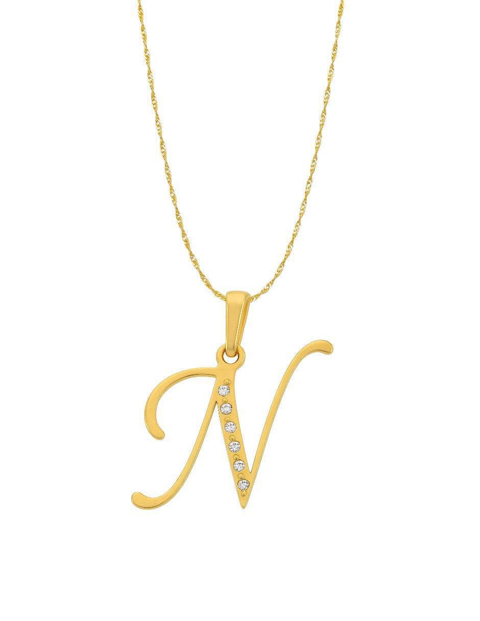 Collar con dije de letras de oro amarillo 14 K