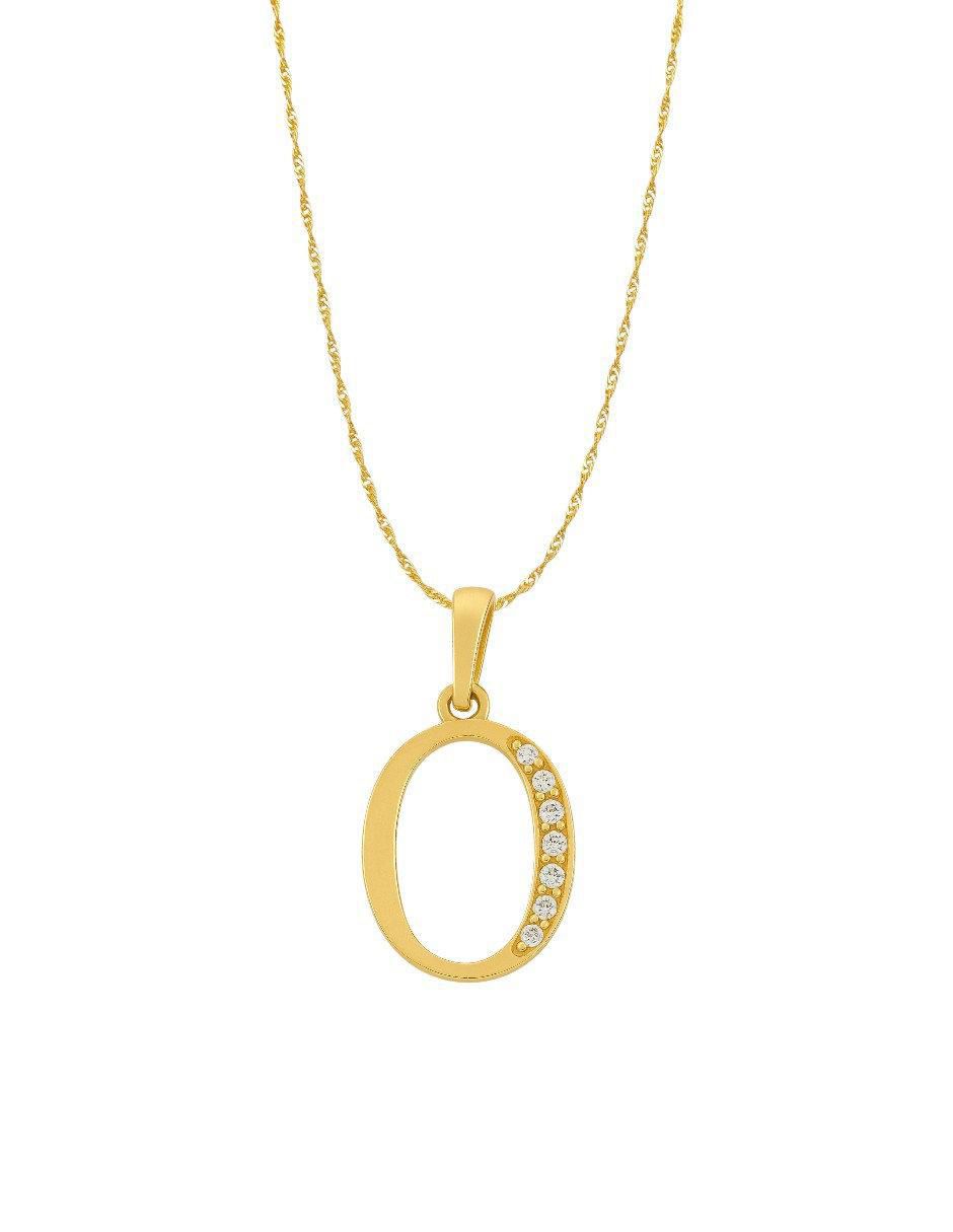 Collar con dije de letras de oro amarillo 14 K Collar con dije de letras de oro amarillo 14 K