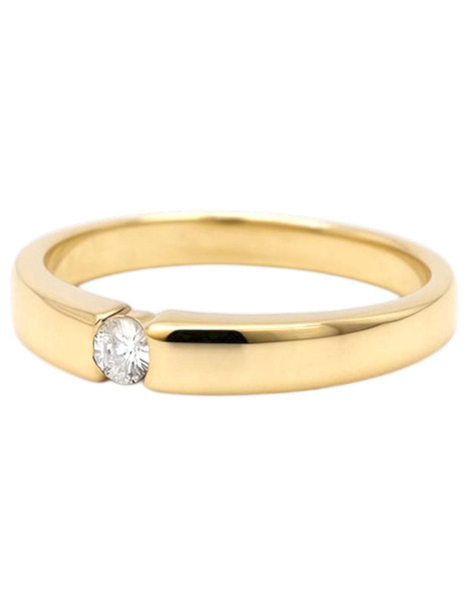 Anillo con gema circular 14 k de oro amarillo zirconia pulido 3