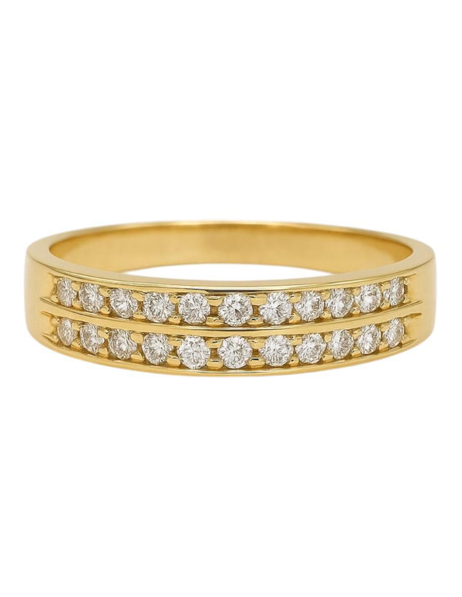 Anillo circular 14 k de oro amarillo zirconia pulido