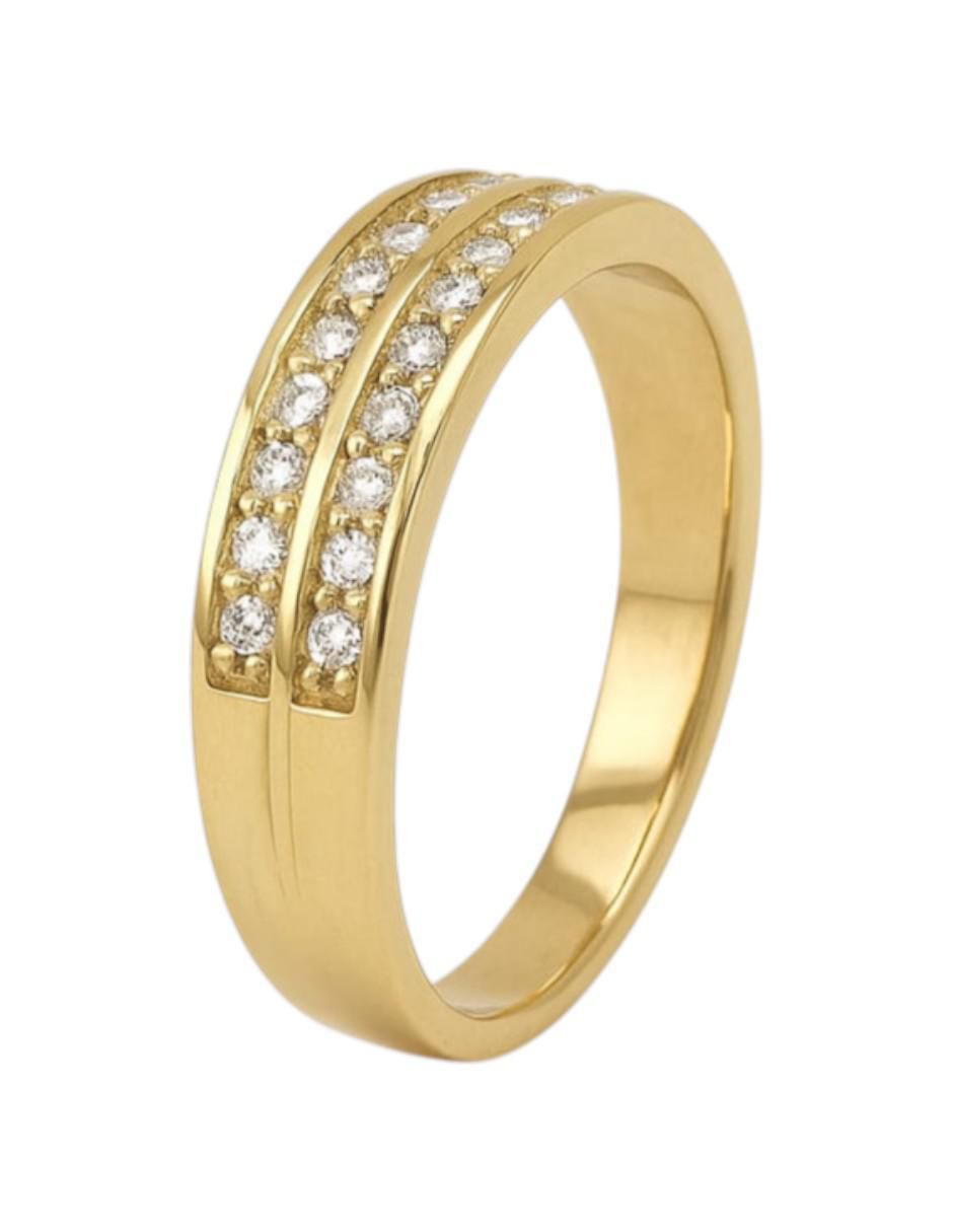 Anillo circular 14 k de oro amarillo zirconia pulido 4