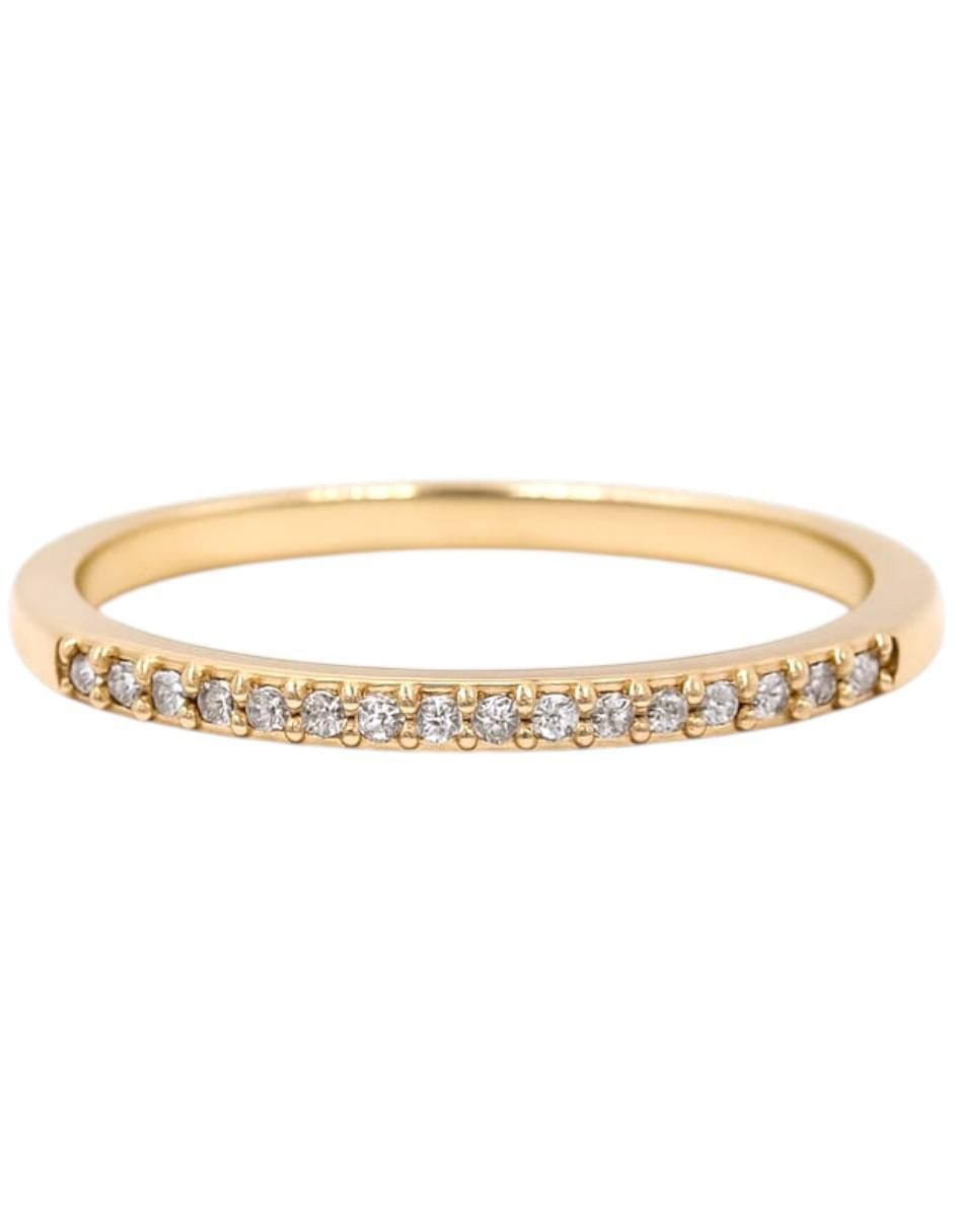 Anillo circular 14 k de oro amarillo zirconia pulido