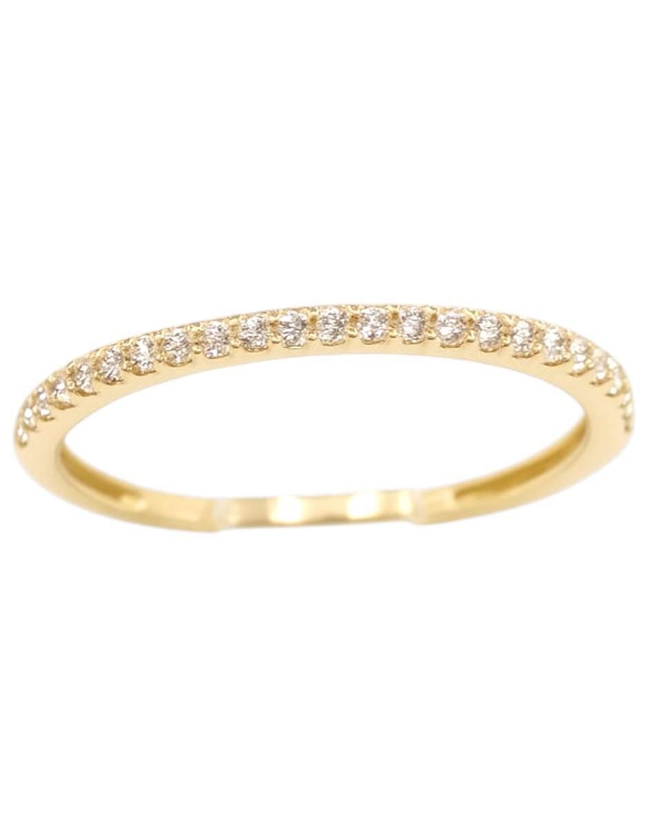 Anillo circular 14 k de oro amarillo zirconia pulido 2