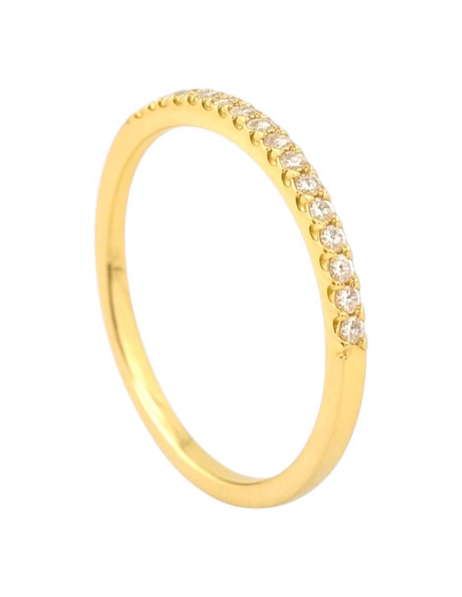 Anillo circular 14 k de oro amarillo zirconia pulido 4