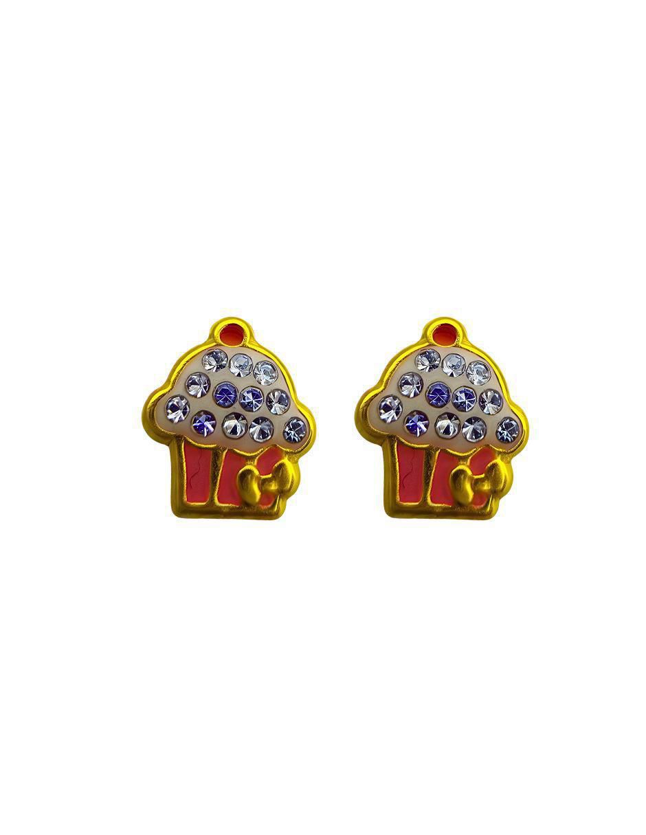 Broqueles de cupcake de oro 10 K con acabado esmaltado zirconia