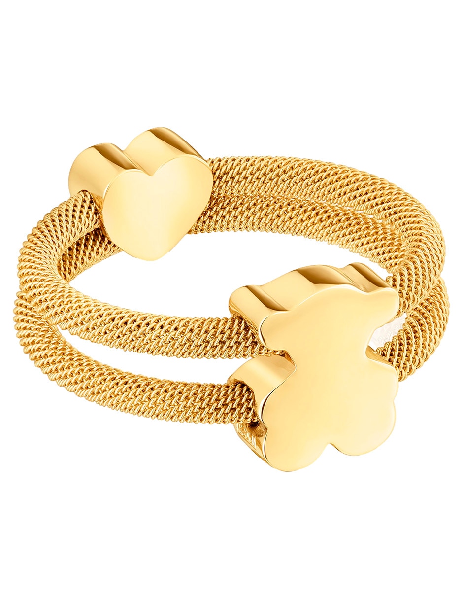 Anillo Icon Mesh Oso de plata P 925 con acabado baño de oro 1
