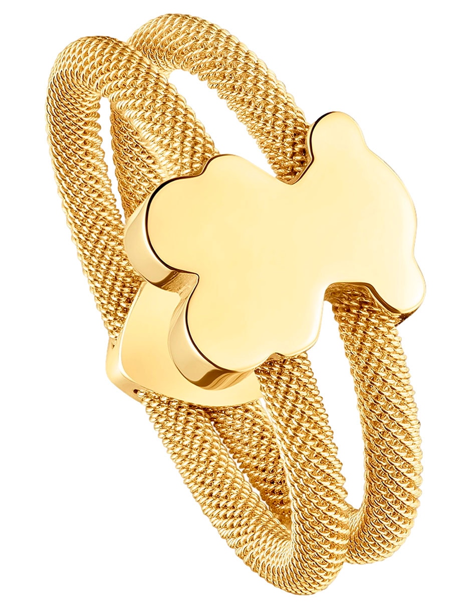 Anillo Icon Mesh Oso de plata P 925 con acabado baño de oro 2