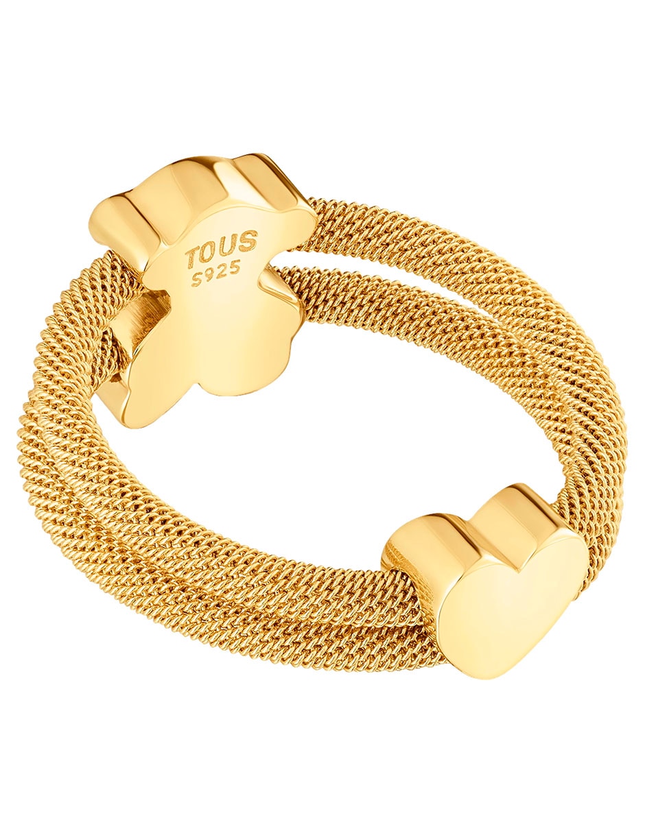 Anillo Icon Mesh Oso de plata P 925 con acabado baño de oro 3