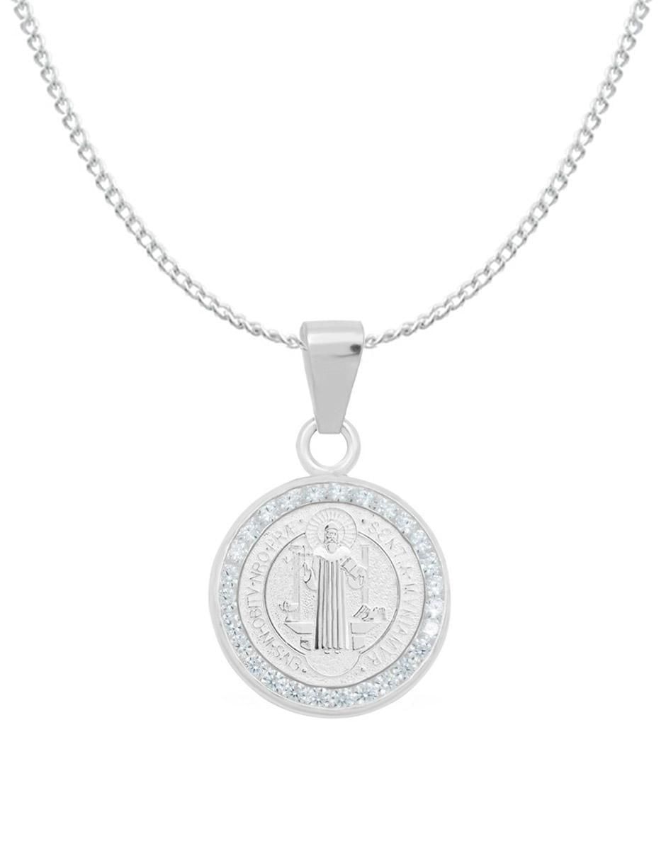 Collar con dije San Benito de plata P 925