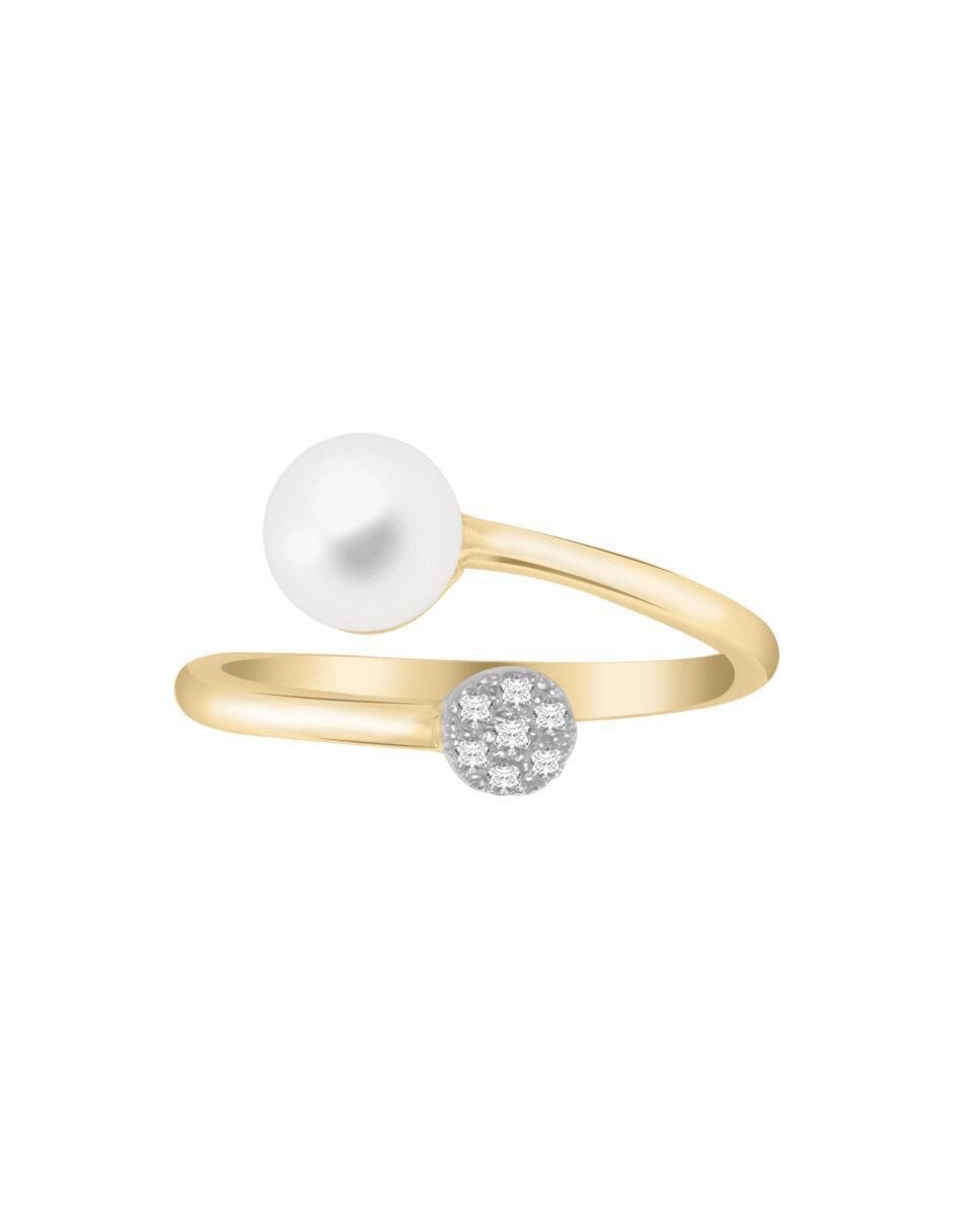 Anillo Perl 14 k de oro diamante y perla brillante