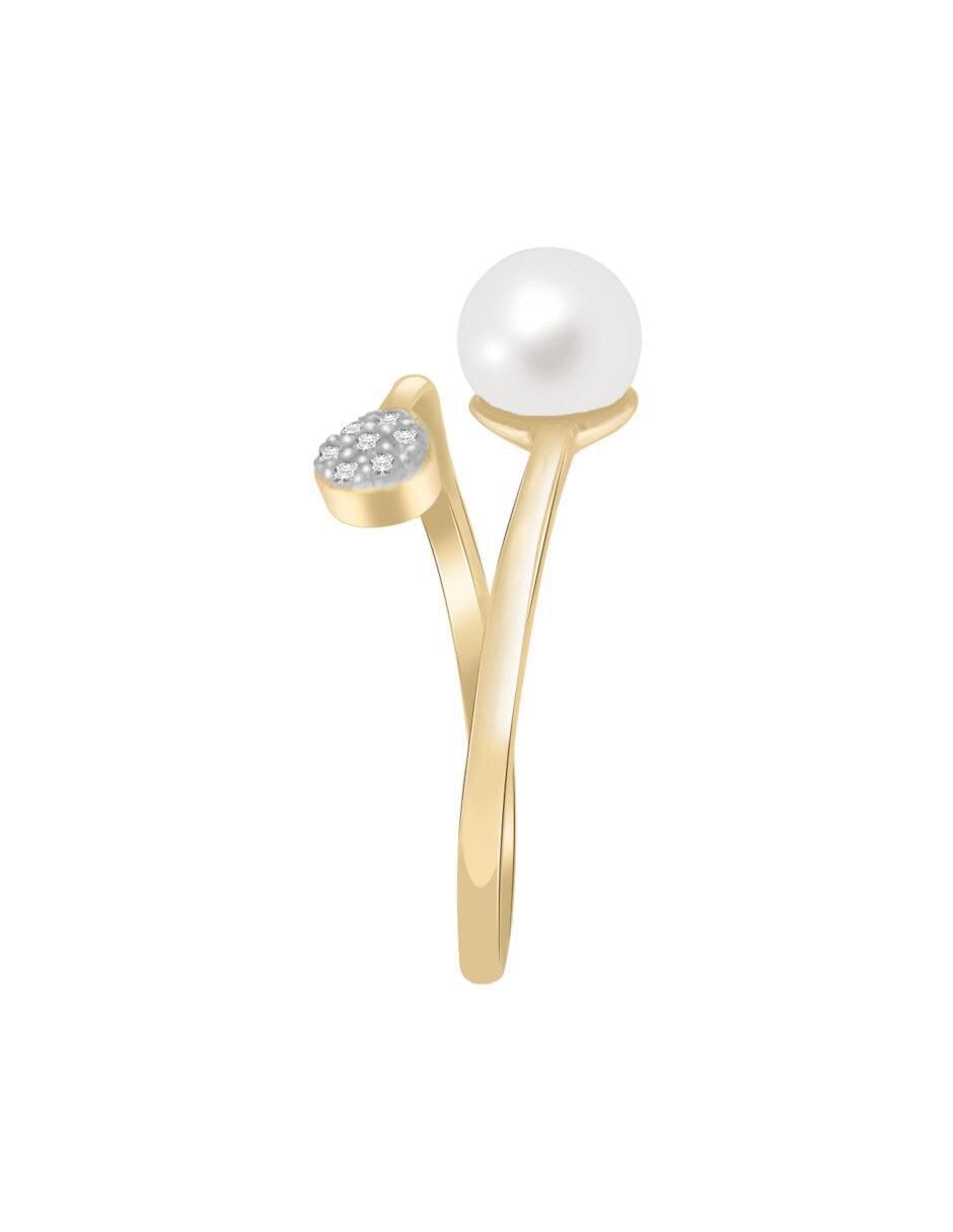 Anillo "de (si aplica)" redondo fianelli perl no aplica 14 k "de" oro diamante y perla brillante