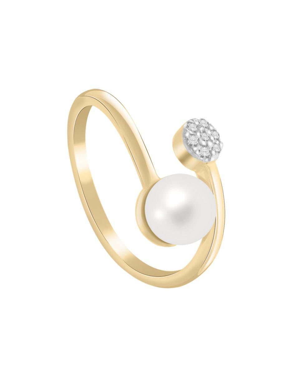 Anillo "de (si aplica)" redondo fianelli perl no aplica 14 k "de" oro diamante y perla brillante