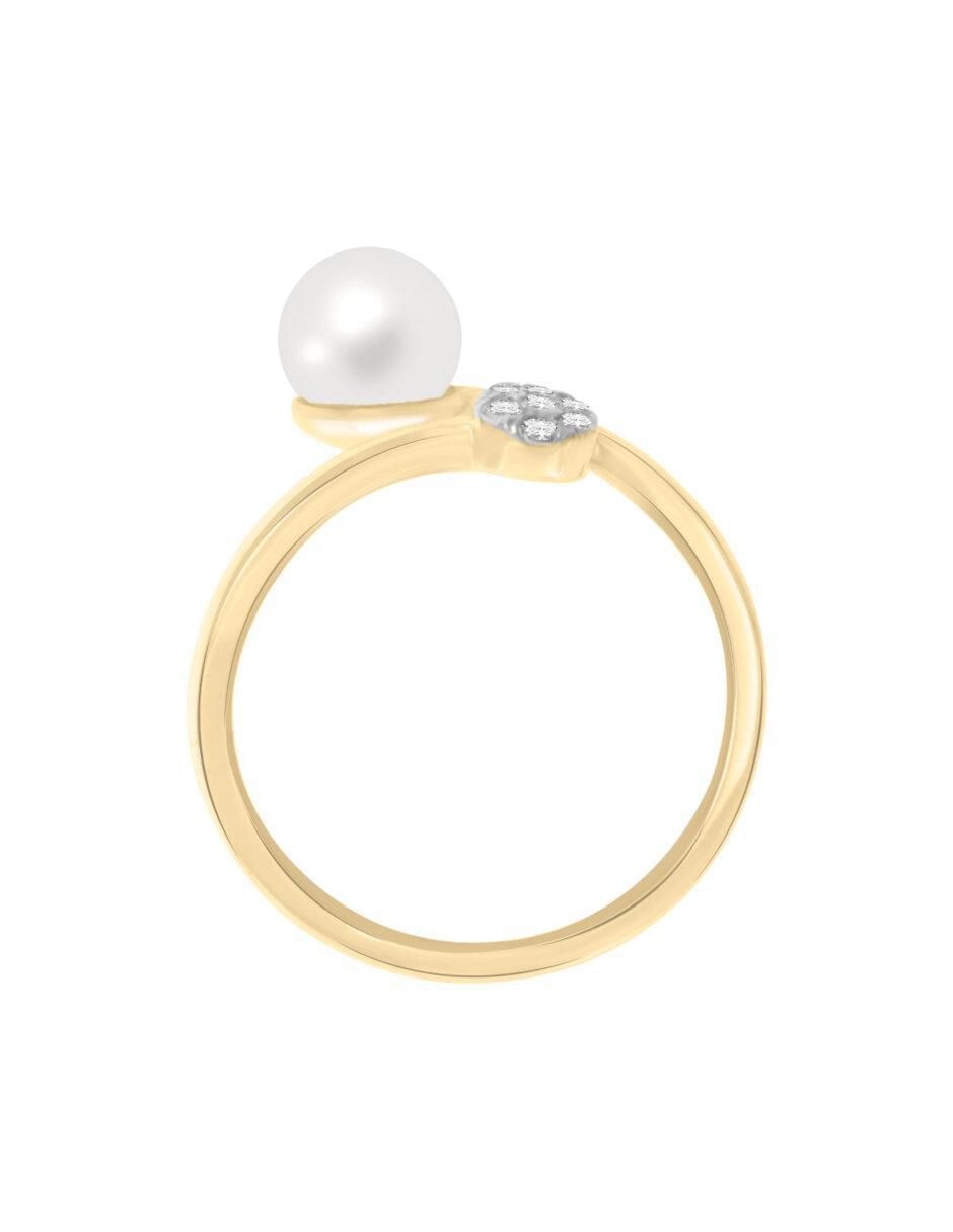 Anillo "de (si aplica)" redondo fianelli perl no aplica 14 k "de" oro diamante y perla brillante